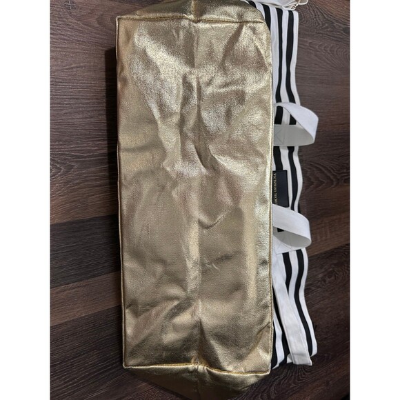Victorias Secret Signature Lg Striped Foil Weekender Getaway Duffle Bag Tote - Picture 3 of 9